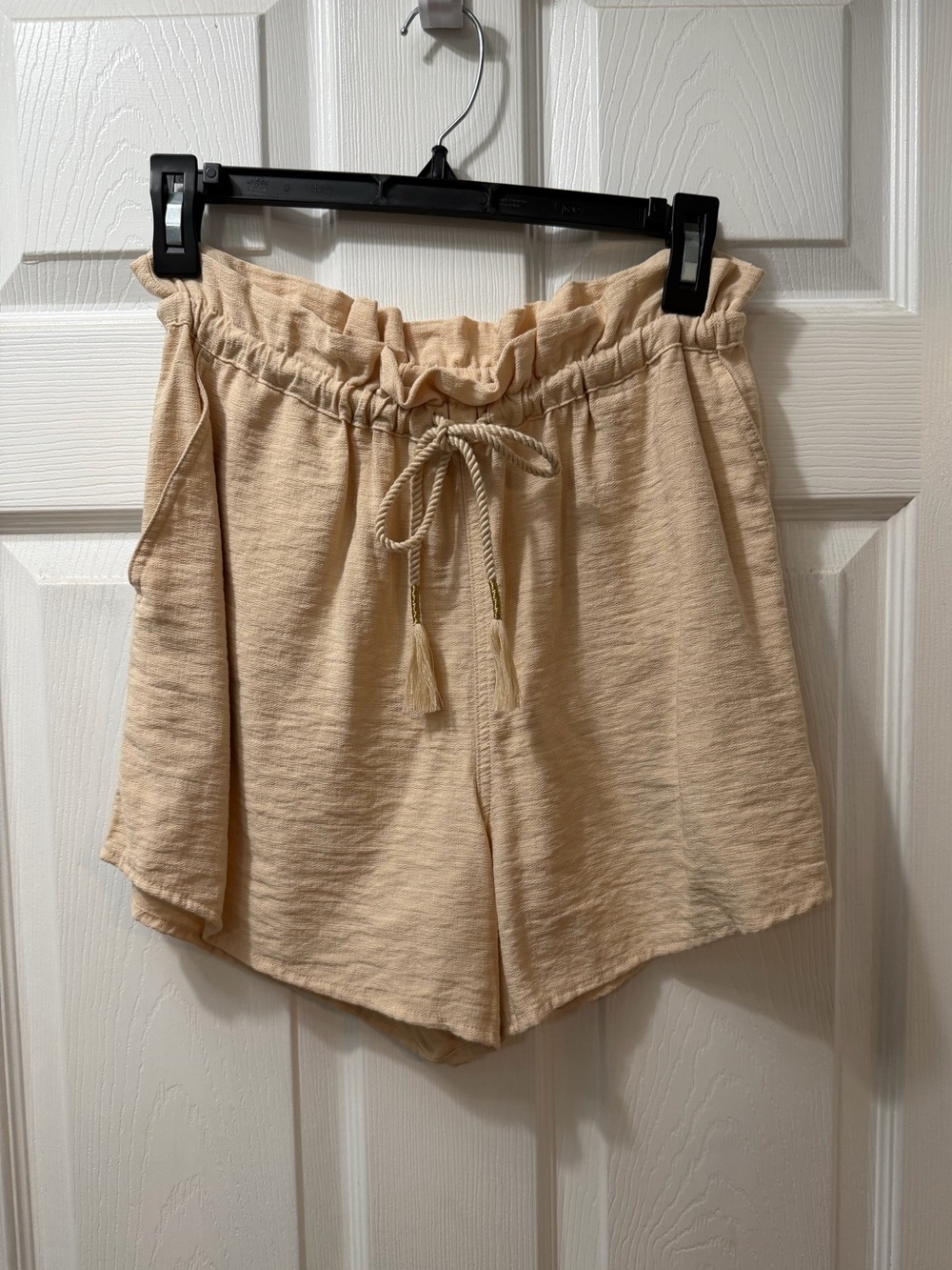 ana Cream Paperbag Waist Drawstring Shorts